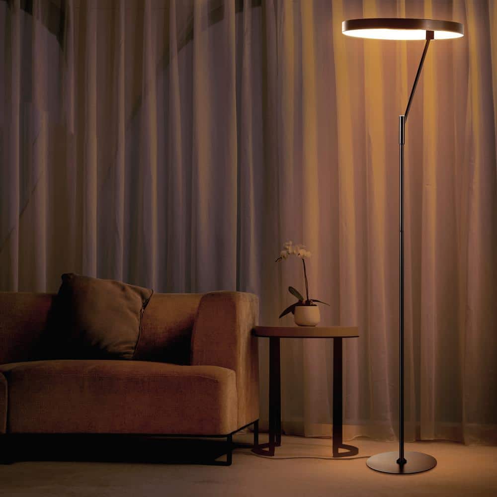 Black Arc Touch LED Metal Floor Lamp