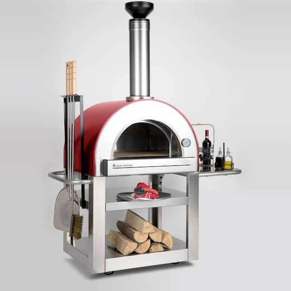 Forno Venetzia Pronto 500 Wood Burning Oven In X 24 In In Red Forno Venetzia Pronto 500 In Red The Home Depot