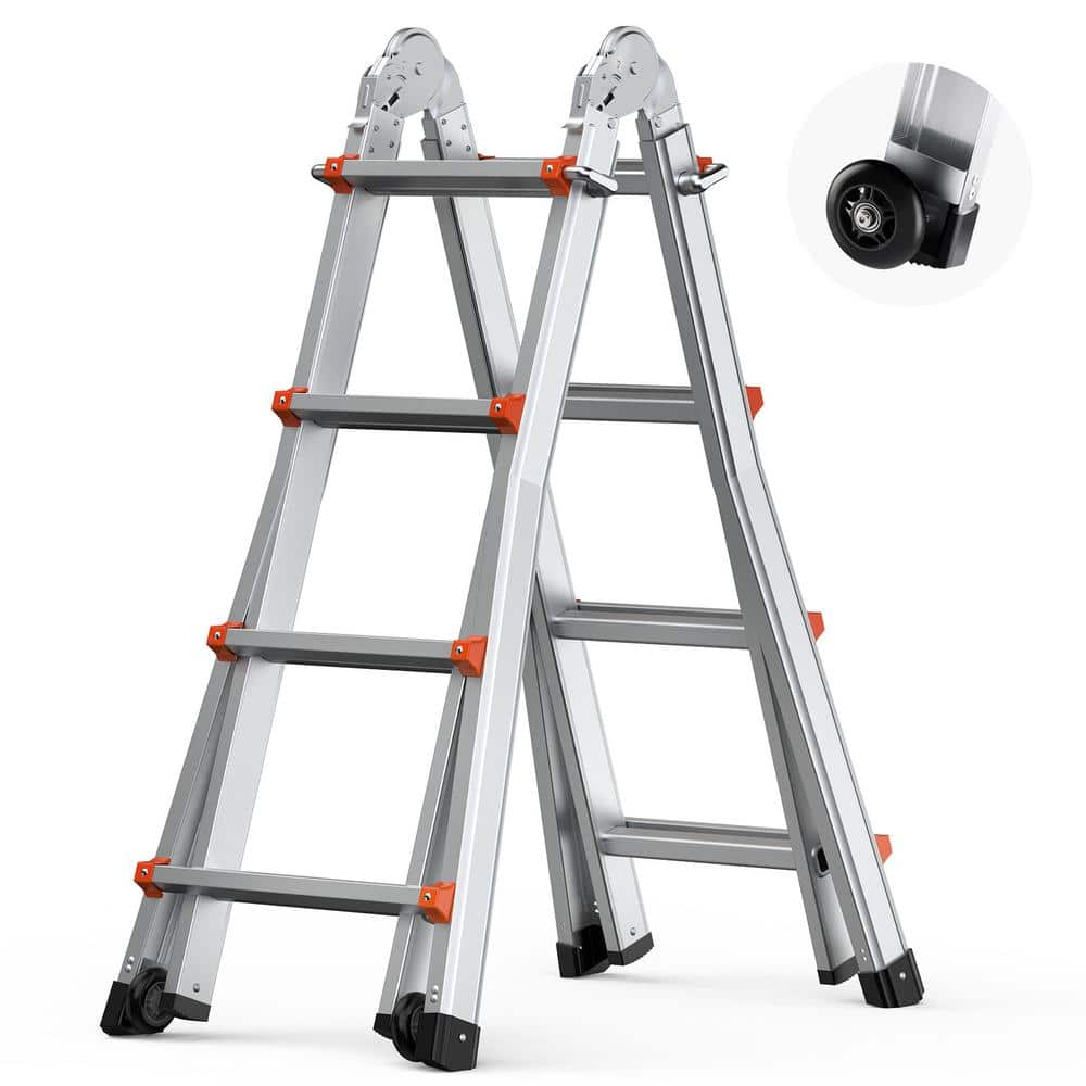 VEVOR Telescoping Ladder a Frame, 13 ft. Compact Aluminum Extension Ladder Collapsible RV Ladder Reach Multi-Position DGNAZXYST40MJ7HIQV0 - The Home Depot