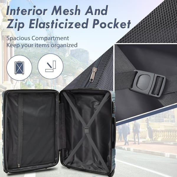 3 Piece Set Suitcase Softside Spinner Hardshell Lightweight TSA  Lock,20/24/28 In