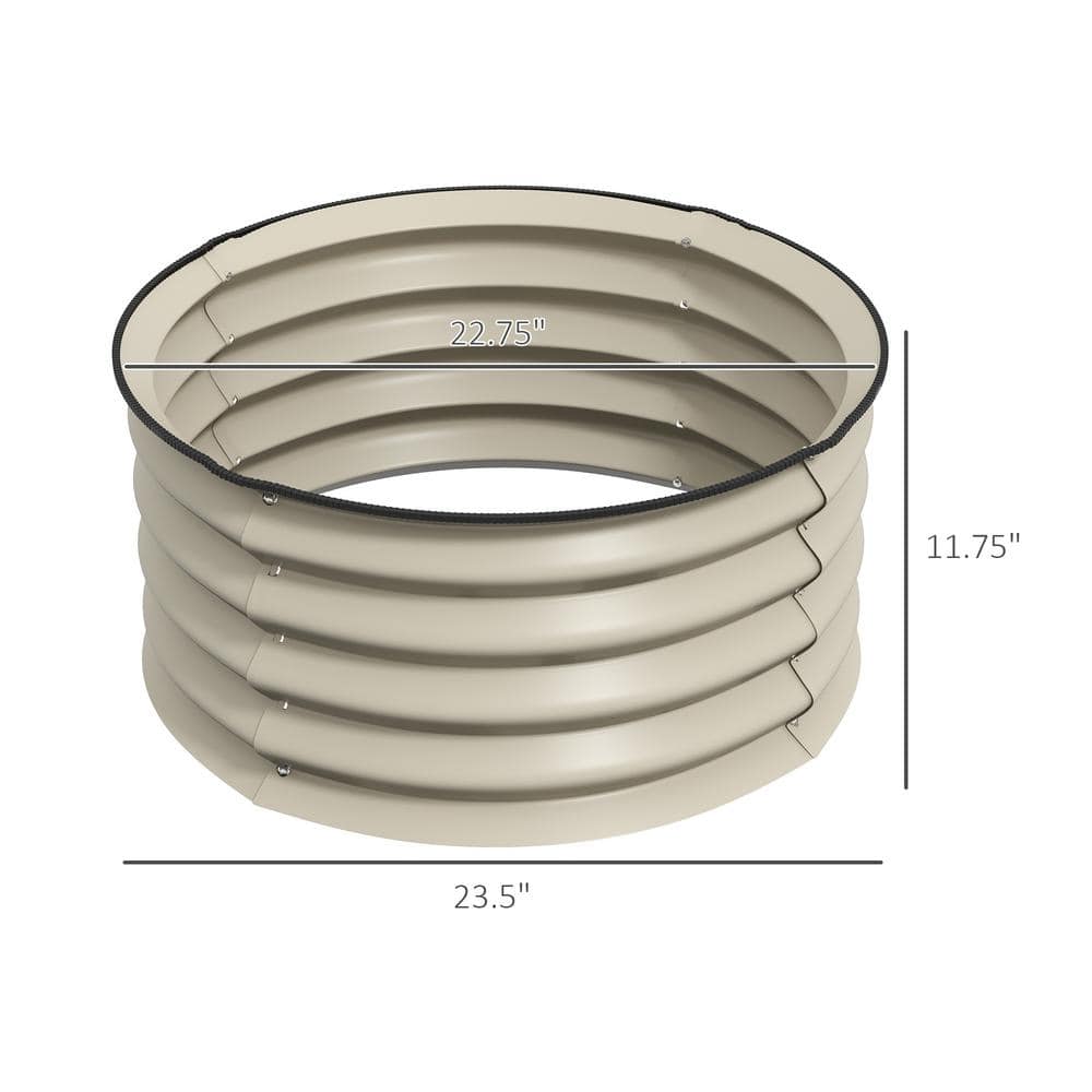 Oval Beige Galvanized Steel Raised Garden Beds for Outdoor Plants