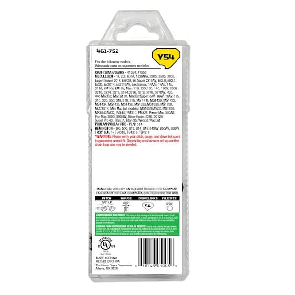 Powercare 16 in. Y54 Semi Chisel Chainsaw Chain CL15054PC2