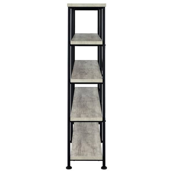Coaster Analiese 63 in. Grey Driftwood and Black 4-Shelf Open