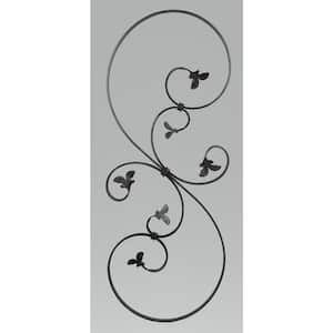 34-1/4 in. x 13-3/4 in. x 1/2 in. Wrought Iron Flat Bar with 1/4 in. Forged Leaves Ends Raw Forged S-Scroll
