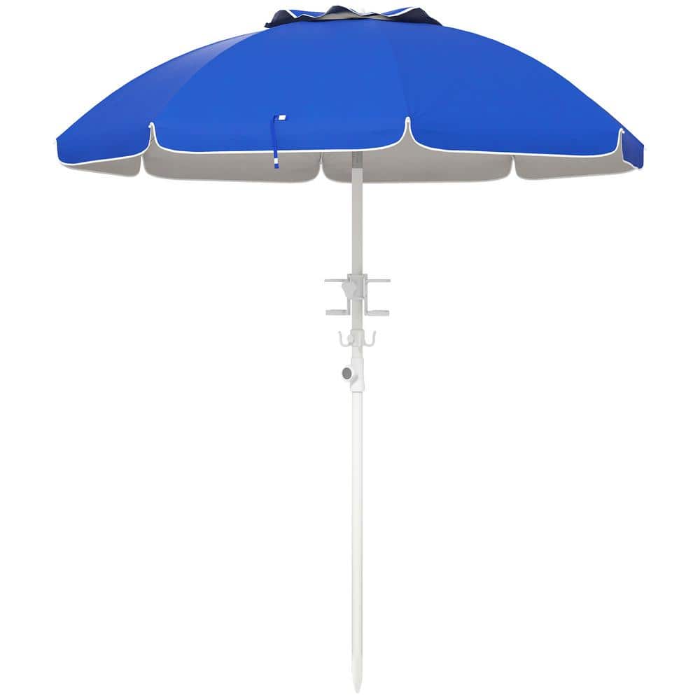 5.7 ft. Polyester Beach Umbrella in Blue with Tilt, Adjustable Height, 2 Cup Holders price history on PriceWatchPro