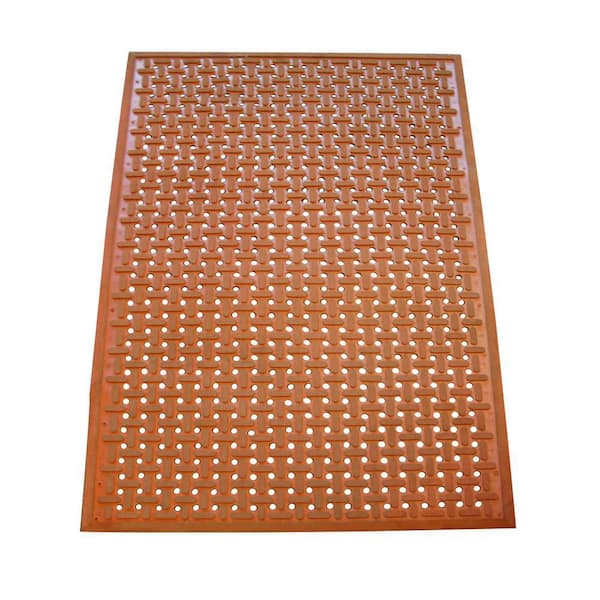 "Kitchen Mat" Anti-Slip Red 36 in. x 60 in. Rubber Grease Proof Kitchen Mat Commercial Floor Mat (Pack of 2)