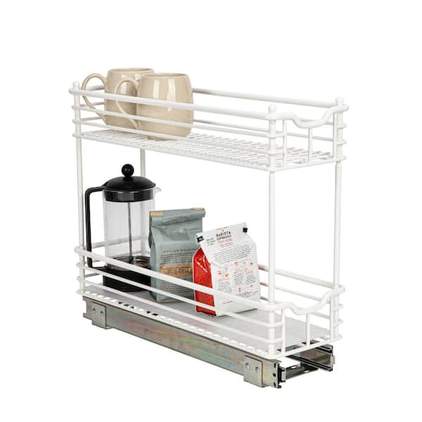 HOUSEHOLD ESSENTIALS 7 in. W 2-Tier Metal Organizer in White