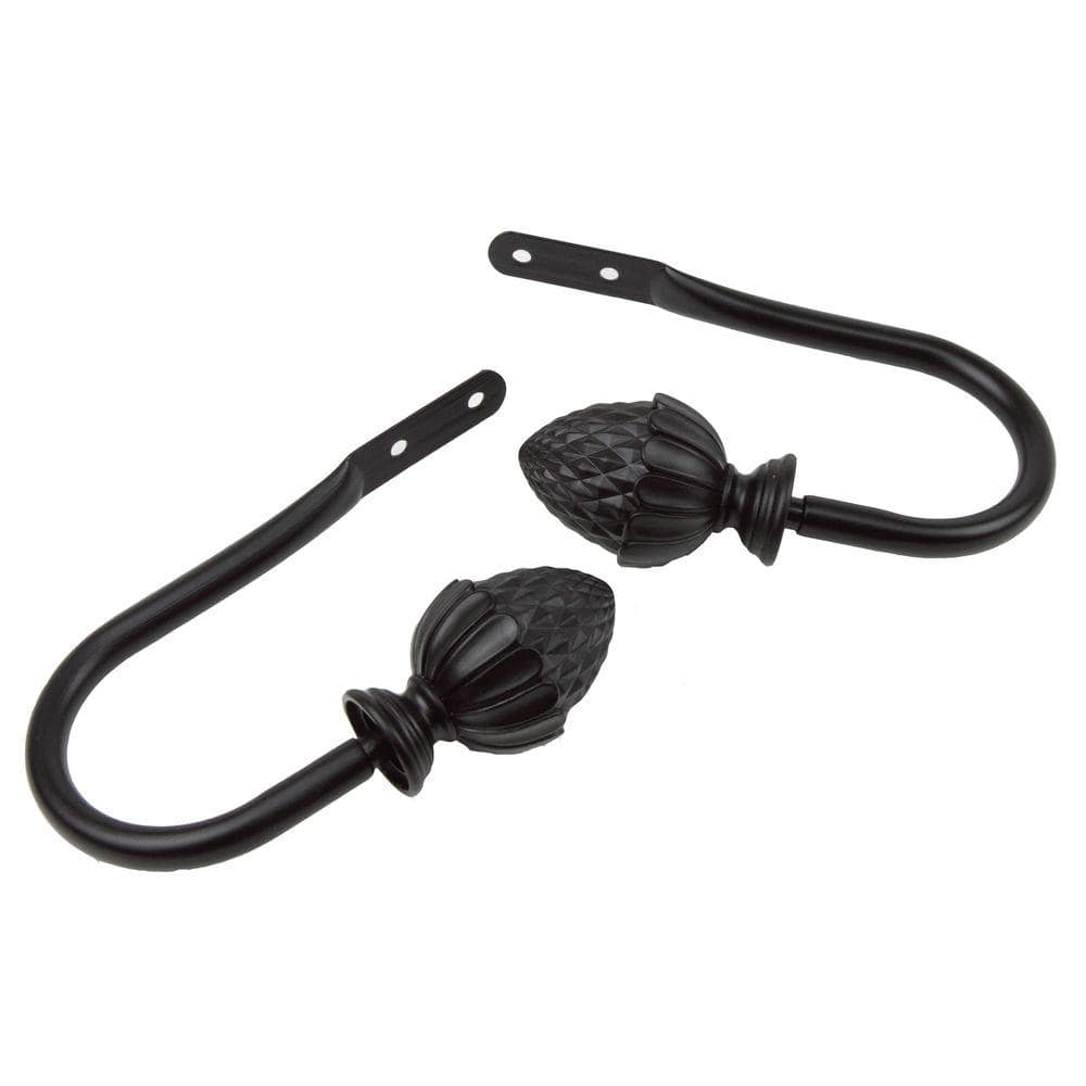 Acorn Decorative Black Steel Hook Curtain Holdback (Set of 2) price history on PriceWatchPro