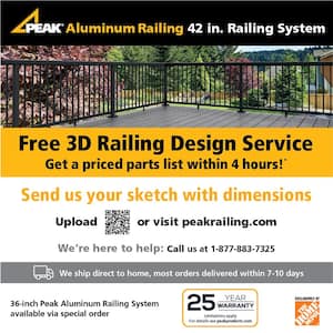 42 in. x 40 in. Black Aluminum Deck Railing Picket Gate