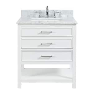 Uptown 30 in. W x 22 in. D x 34.75 in. H Bath Vanity in Dove White with Marble Vanity Top in White with White Basin