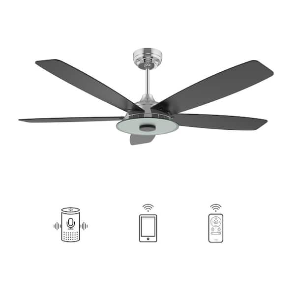 CARRO Hardley 52 in. Dimmable LED Indoor/Outdoor Silver Smart Ceiling Fan with Light and Remote, Works with Alexa/Google Home