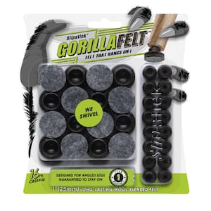 GorillaFelt 1 in. Swivel Base Wool Blended Felt Pads (16-pack)