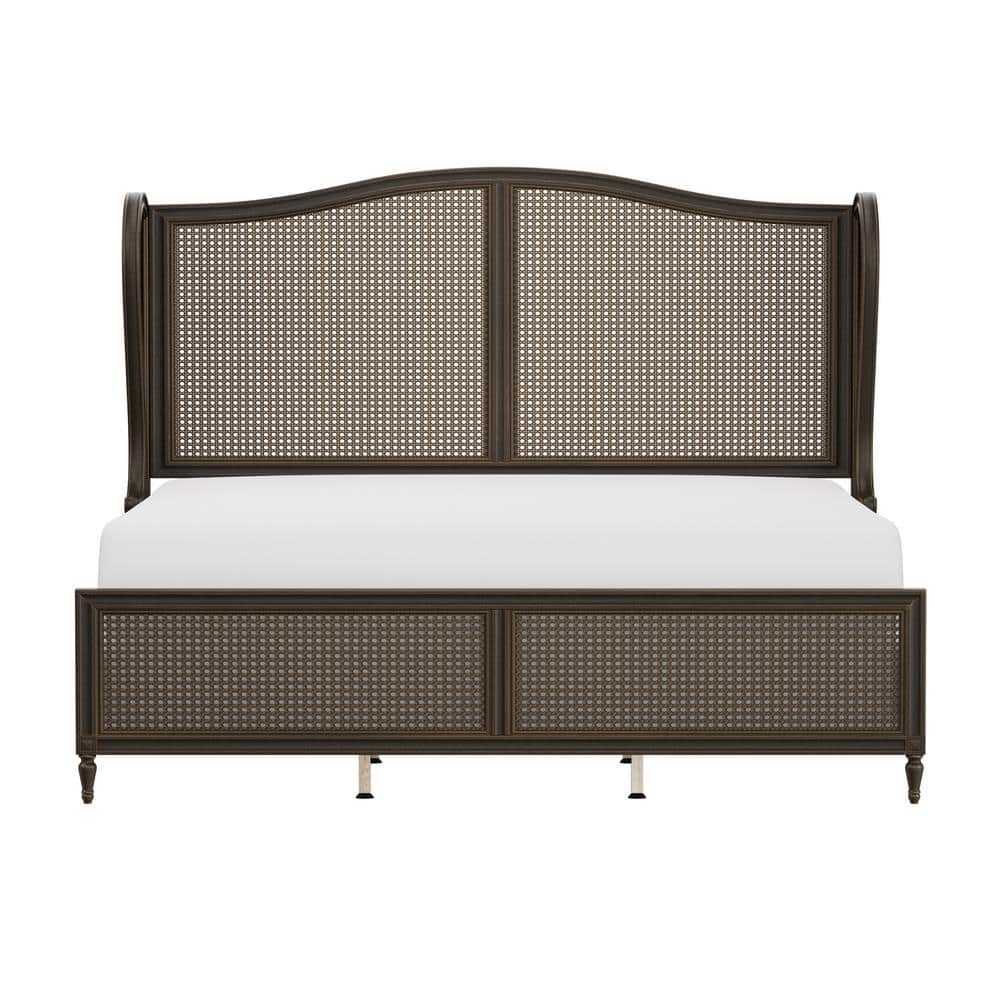 Sausalito King Bed with Wingback Headboard in Oiled Bronze