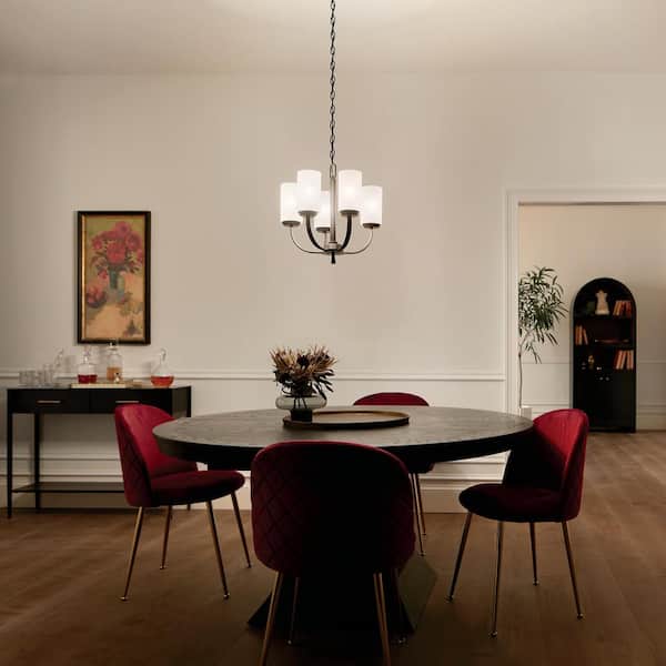 Kichler Kennewick 5 Light Black, Jolie Antique Black 5 Light Rectangular Crystal Chandelier Dining Room