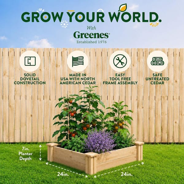 Greenes Fence 24 in. Natural Cedar Square Outdoor Raised Garden