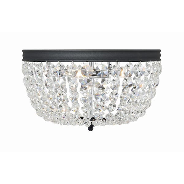 Nola 14.25 in. 3-Light Black Forged Flush Mount