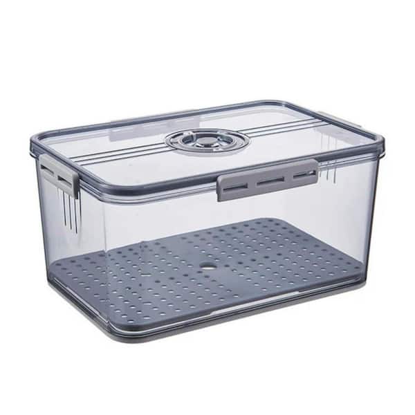 1-Piece Airtight Bread Storage Container Set with Time Recording Dial, Grey Transparent Bread Box for Kitchen Counter