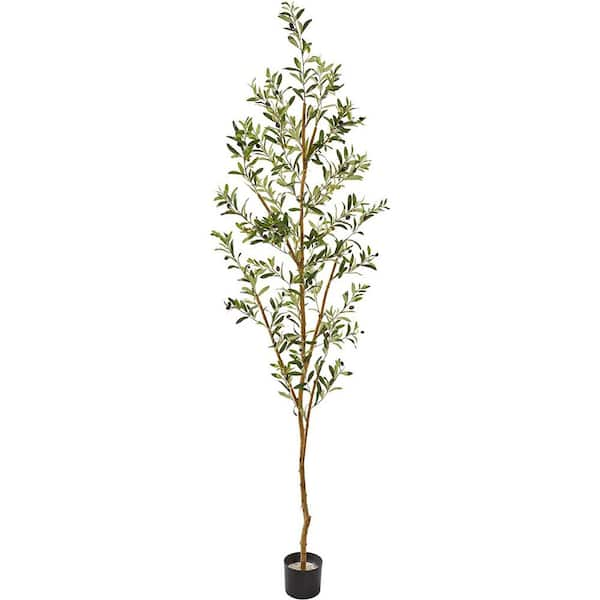 Tall Faux Olive Tree，8ft（96in） Realistic Potted Silk Artificial Olive Tree，  Fake Olive Trees Indoor with Green Leaves and Big Fruits for Home Office