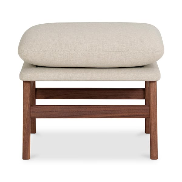 NADAAL STUDIOS Logan Sand Polyester Rectangular Mid-Century 20.5 in. Ottoman