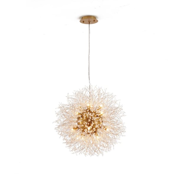 Tepeh 16-Light Brass Stainless Steel Chandelier With Clear Crystal Accents