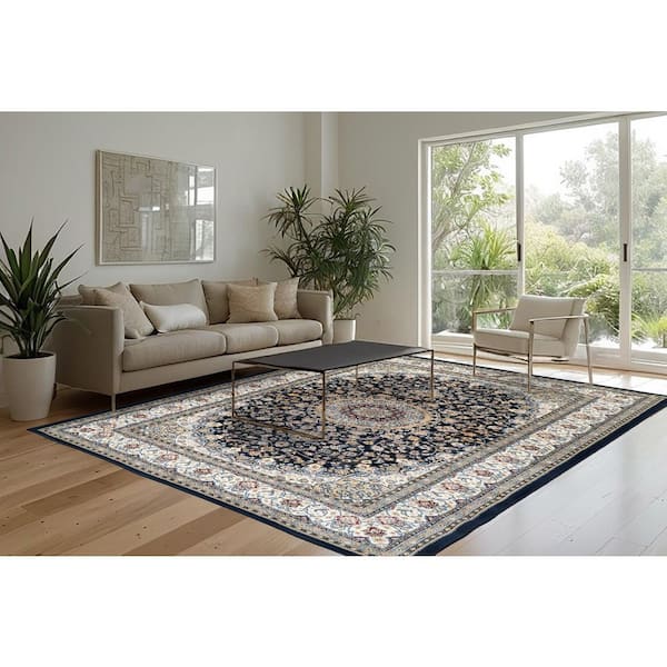 Nicholson Blue/Ivory 9 ft. x 13 ft. Indoor Area Rug