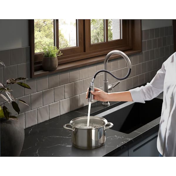 KOHLER Revolv Single Handle Pull Down Sprayer Kitchen Faucet in