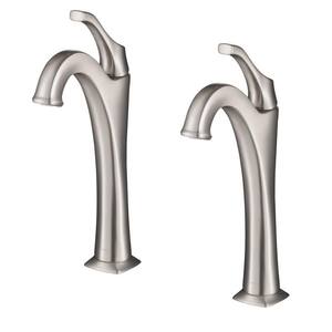 Arlo Single Handle Vessel Sink Faucet with Pop Up Drain in Spot-Free All-Brite Brushed Nickel (2-Pack)