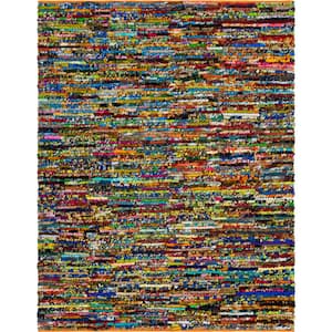 Braided Chindi Multi-Striped Multi 8 ft. x 10 ft. Area Rug