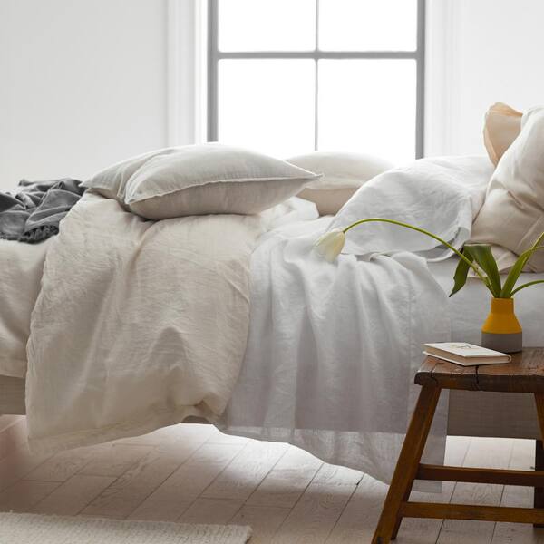 The Company Store Solid Washed White Linen King Pillowcase (Set of 2)