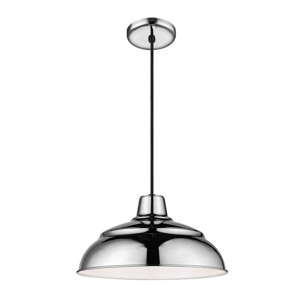 BRUSHED NICKEL AND BLACK CORD PENDANT LARGE 