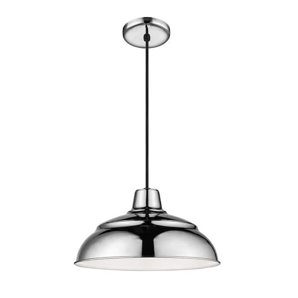 Millennium Lighting 15 in. 1-Light Polished Nickel Warehouse/Cord Hung