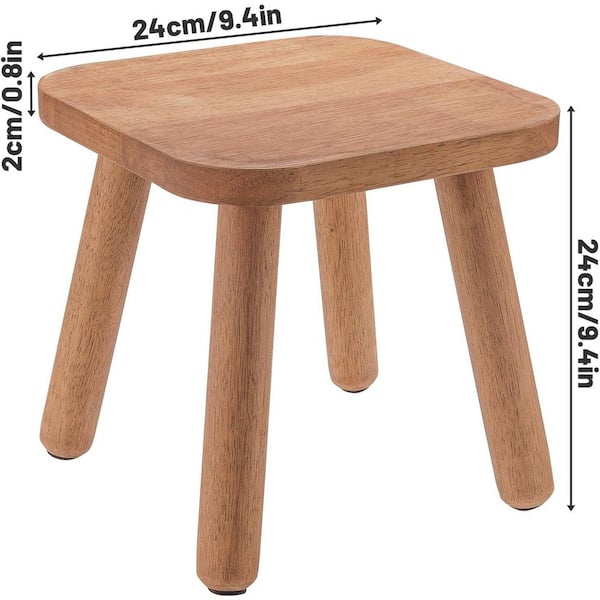Wooden 1 Step Stool with Four Assembled Legs Non-Slip Pads Walnut
