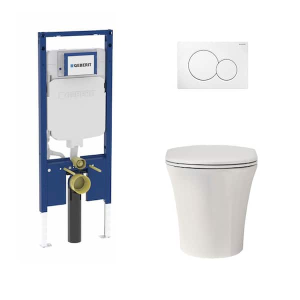 Muse 2-Piece 0.8/1.6 GPF Dual Flush Elongated Toilet with 2 in. x 4 in. Concealed Tank and Plate in White, Seat Included