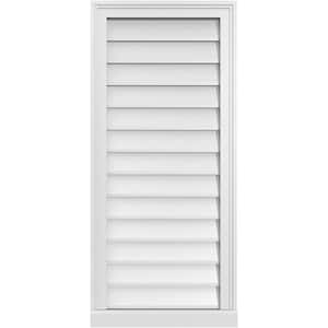 18 in. x 40 in. Vertical Surface Mount PVC Gable Vent: Decorative with Brickmould Sill Frame