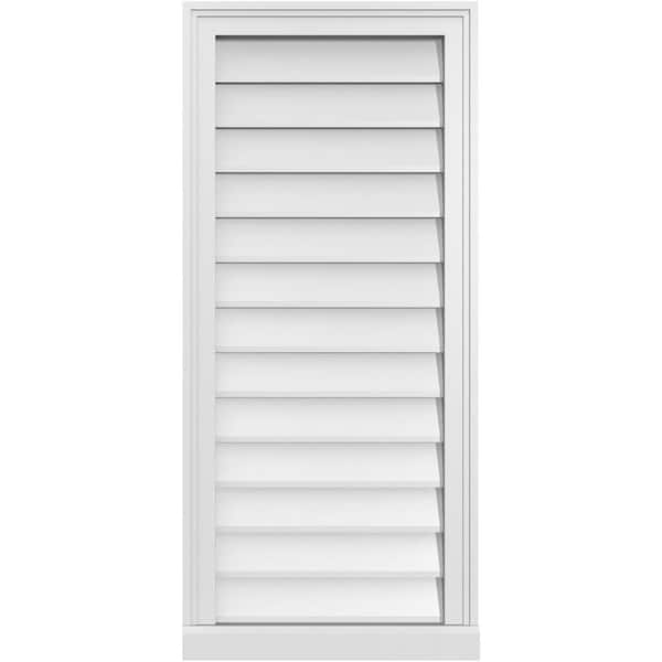 Ekena Millwork 18 in. x 40 in. Vertical Surface Mount PVC Gable Vent: Decorative with Brickmould Sill Frame