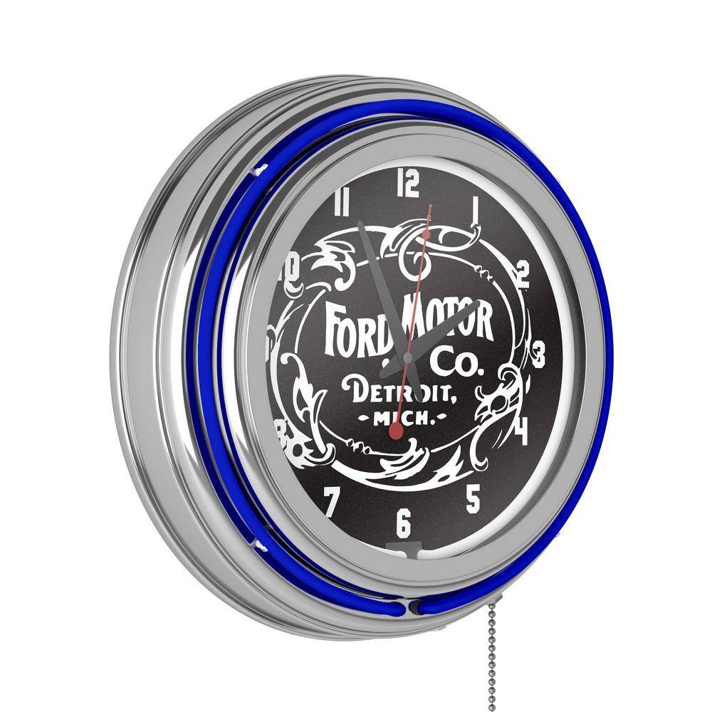 Ford Blue Vintage 1903 Ford Motor Co. Lighted Analog Neon Clock