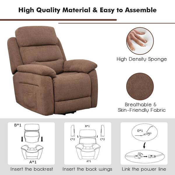 Costway Grey Fabric Power Lift Recliner Chair Sofa for Elderly w/Side  Pocket and Remote Control JL10020US-GR - The Home Depot