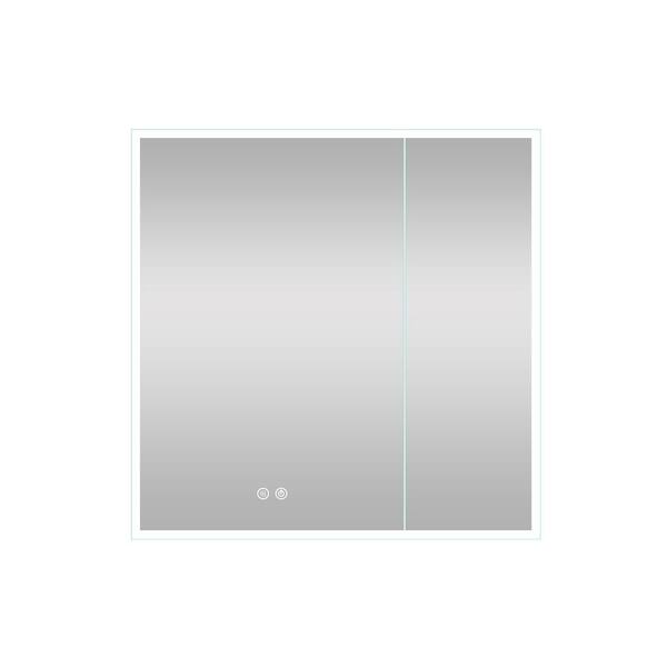 30 in. W x 30 in. H Rectangular Aluminum Recessed/Surface Mount LED Medicine Cabinet with Mirror, 3x Magnifying Mirror