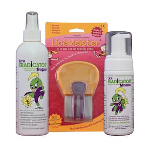 Lice ERADICATOR Natural and Non-toxic Mousse Treatment, Repel Protection Spray and Lice Meister Comb 3 Kit