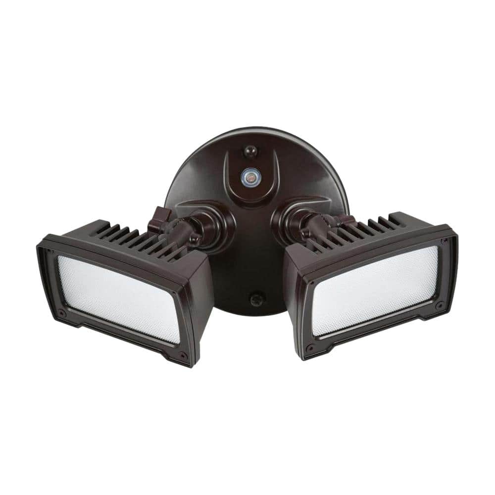 36-Watt Bronze Dusk-to-Dawn 2-Light Outdoor Integrated LED Flood Light Wall