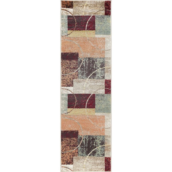 Tayse Rugs Deco Abstract Multi-Color 2 ft. x 10 ft. Indoor Runner Rug