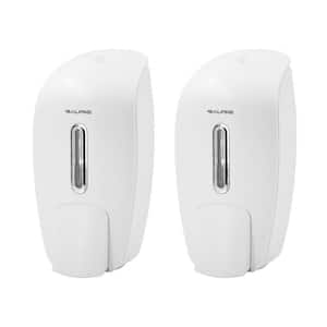 27 oz. White Surface Mount Manual Push Button Commercial Soap Dispenser (2-Pack)