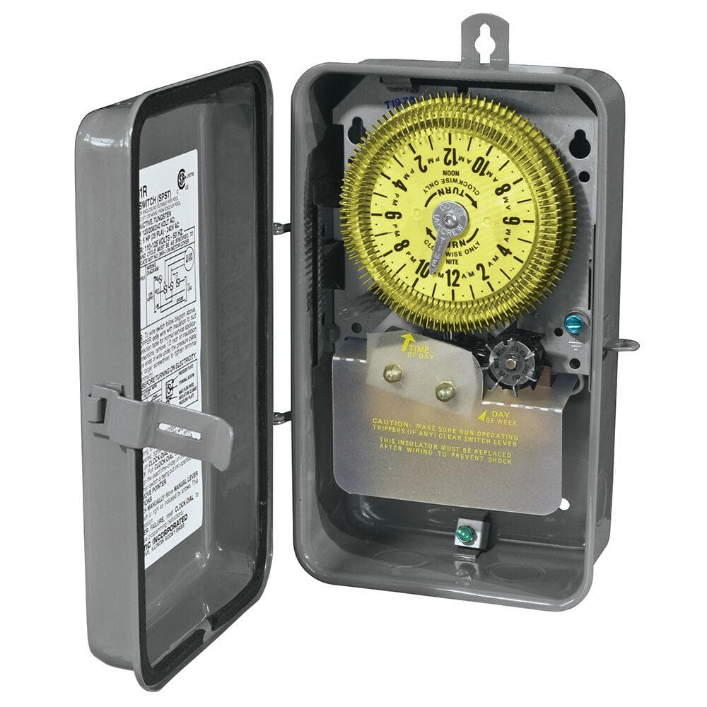 Intermatic T1970 Series 20 Amp 24-Hour Mechanical Time Switch with Skipper and Steel Outdoor Enclosure - Gray, Gray/Metal -  T1975R