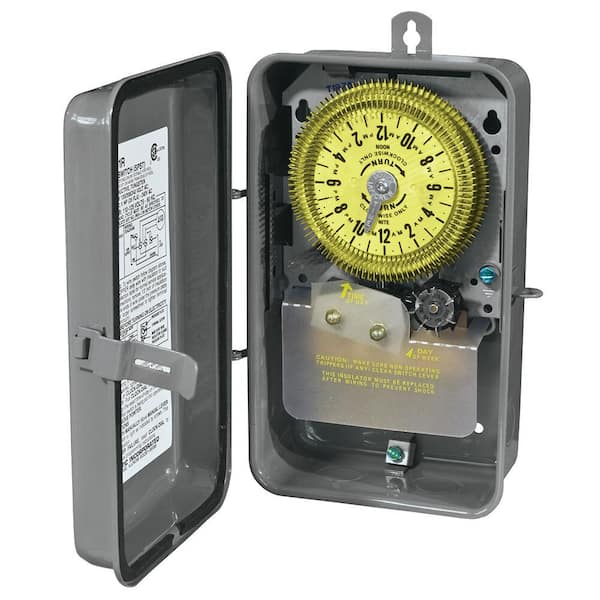 Intermatic T1970 Series 20 Amp 24-Hour Mechanical Time Switch with Skipper and Steel Outdoor Enclosure - Gray