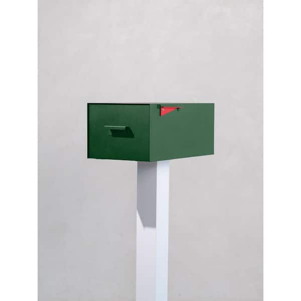 The Malone Color Series-Large Green Malone Post Mounted Mailbox with White Post