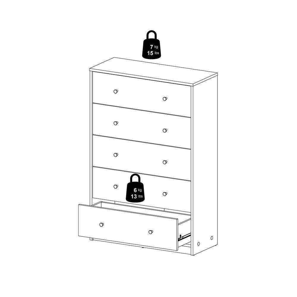 Jackson Hickory Vertical 5-Drawer Chest with Pewter Handles