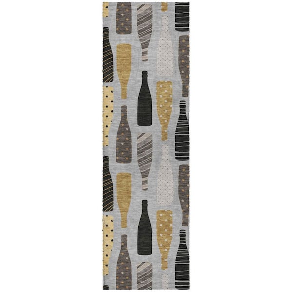 Dream Shag Premium Machine Washable Abstract ADS167 Gray 2 ft. x 7 ft. Runner Rug