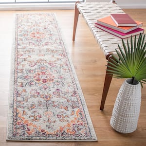 Madison Beige/Orange 2 ft. x 16 ft. Border Geometric Floral Medallion Runner Rug