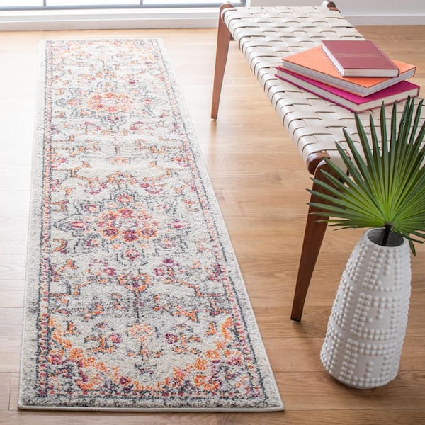 Madison Beige/Orange 2 ft. x 22 ft. Distressed Border Runner Rug