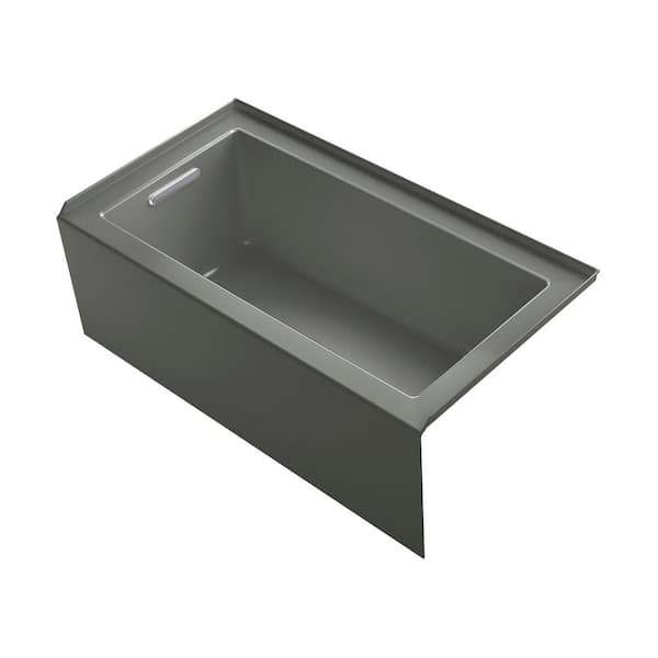 KOHLER Underscore 60 in. x 32 in. Soaking Bathtub with Left-Hand Drain in Thunder Grey